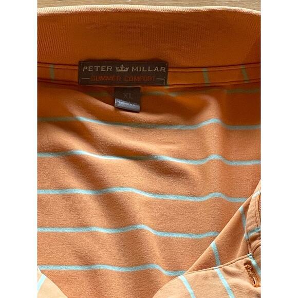 Peter Millar Summer Comfort Polo Shirt Mens XL Orange striped Golf. Performance - Picture 2 of 6